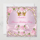 Invitation Princesse Pretty Blush Roses Rose Or Anniversaire (Devant)