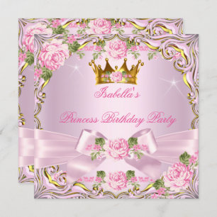 Invitation Princesse Pretty Blush Roses Rose Or Anniversaire