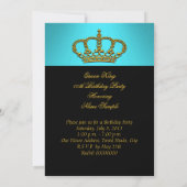 Invitation Princesse Prince King Queen Gold Turquoise Anniver (Dos)