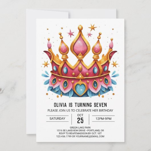 Invitation Princesse Printable (Devant)