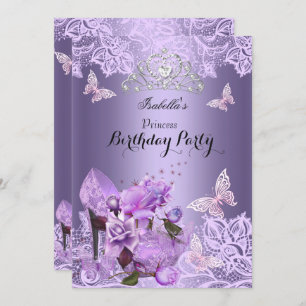 Invitation Princesse Purple Lilac Haut Rose de talon Annivers