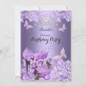 Invitation Princesse Purple Lilac Haut Rose de talon Annivers (Devant)