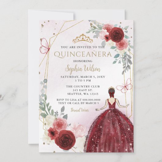Invitation Princesse Quinceañera (Devant)