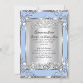 Invitation Princesse Quinceanera 15e anniversaire Blue Silver (Devant)