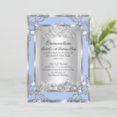 Invitation Princesse Quinceanera 15e anniversaire Blue Silver (Debout devant)