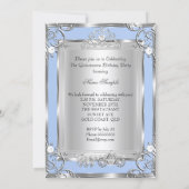 Invitation Princesse Quinceanera 15e anniversaire Blue Silver (Dos)