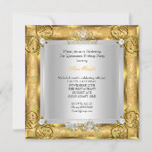 Invitation Princesse Quinceanera 15e anniversaire Gold Damask (Dos)