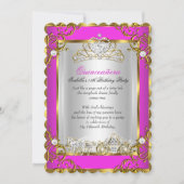 Invitation Princesse Quinceanera 15e anniversaire Hot rose (Devant)