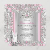 Invitation Princesse Quinceanera 15e anniversaire Lumière ros (Devant / Derrière)