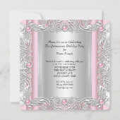 Invitation Princesse Quinceanera 15e anniversaire Lumière ros (Dos)