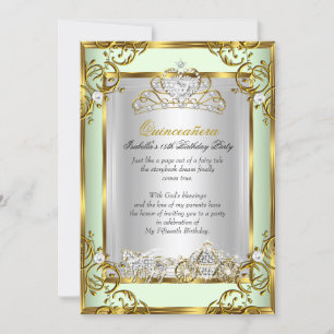 Invitation Princesse Quinceanera 15e anniversaire Mint Green