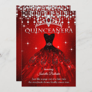 Invitation Princesse Quinceanera 15e anniversaire Red Tiara