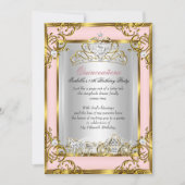 Invitation Princesse Quinceanera 15e Anniversaire rose (Devant)