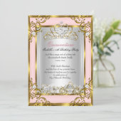 Invitation Princesse Quinceanera 15e Anniversaire rose (Debout devant)