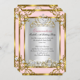 Invitation Princesse Quinceanera 15e Anniversaire rose