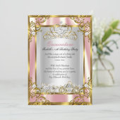 Invitation Princesse Quinceanera 15e Anniversaire rose Peach (Debout devant)