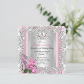 Invitation Princesse Quinceanera 15e anniversaire Rose rose (Debout devant)
