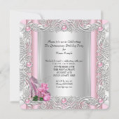 Invitation Princesse Quinceanera 15e anniversaire Rose rose (Dos)
