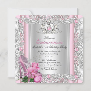 Invitation Princesse Quinceanera 15e Anniversaire Rose Rose