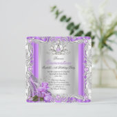 Invitation Princesse Quinceanera 15e anniversaire Rose violet (Debout devant)