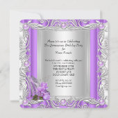 Invitation Princesse Quinceanera 15e anniversaire Rose violet (Dos)