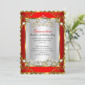Invitation Princesse Quinceanera 15e anniversaire Rouge (Debout devant)