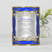 Invitation Princesse Quinceanera 15e anniversaire Royal Blue (Debout devant)