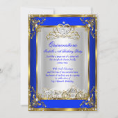 Invitation Princesse Quinceanera 15e anniversaire Royal Blue (Devant)