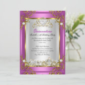 Invitation Princesse Quinceanera 15e anniversaire Royal Pink (Debout devant)