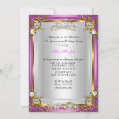 Invitation Princesse Quinceanera 15e anniversaire Royal Pink (Dos)