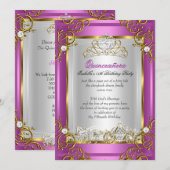 Invitation Princesse Quinceanera 15e anniversaire Royal Pink (Devant / Derrière)