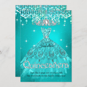 Invitation Princesse Quinceanera 15e anniversaire Turquoise A