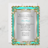 Invitation Princesse Quinceanera 15e anniversaire Turquoise b (Dos)