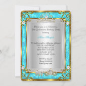 Invitation Princesse Quinceanera 15e anniversaire Turquoise D (Dos)