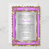 Invitation Princesse Quinceanera 15e anniversaire violet rose (Dos)
