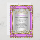 Invitation Princesse Quinceanera 15e anniversaire violet rose (Devant)