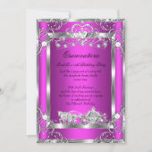 Invitation Princesse Quinceanera 15e Parti Pink Silver (Devant)