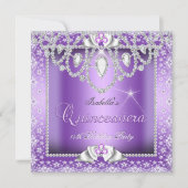 Invitation Princesse Quinceanera 15ème dentelle violette Diam (Devant)