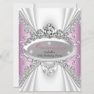 Invitation Princesse Quinceañera Anniversaire Rose Diamants G
