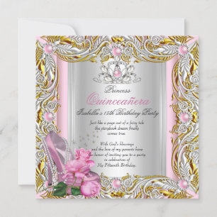 Invitation Princesse Quinceanera Anniversaire Rose Gold Rose