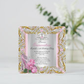 Invitation Princesse Quinceanera Anniversaire Rose Or (Debout devant)