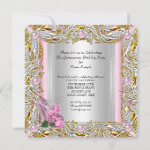 Invitation Princesse Quinceanera Anniversaire Rose Or (Dos)