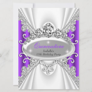 Invitation Princesse Quinceañera Anniversaire Violet Diamant 
