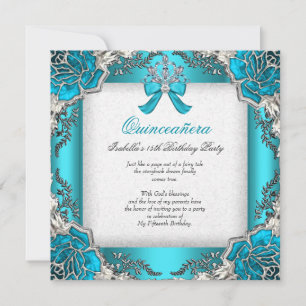 Invitation Princesse Quinceanera Aqua Turquoise 15e anniversa