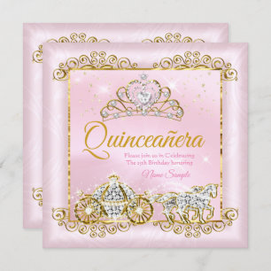 Invitation Princesse Quinceanera Blush Rose Gold