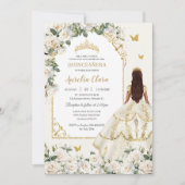 Invitation Princesse Quinceañera Champagne Robe Rose ivoire (Devant)