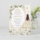 Invitation Princesse Quinceañera Champagne Robe Rose ivoire (Debout devant)