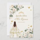 Invitation Princesse Quinceañera Champagne Robe Rose ivoire (Dos)