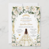 Invitation Princesse Quinceañera Champagne Robe Rose ivoire (Devant)