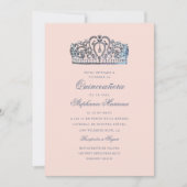 Invitation Princesse Quinceañera de la Couronne rose rose (Devant)